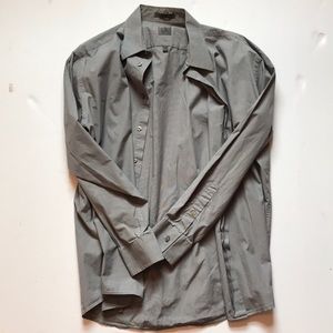 Calvin Klein Large Open Collar Gray Button Up